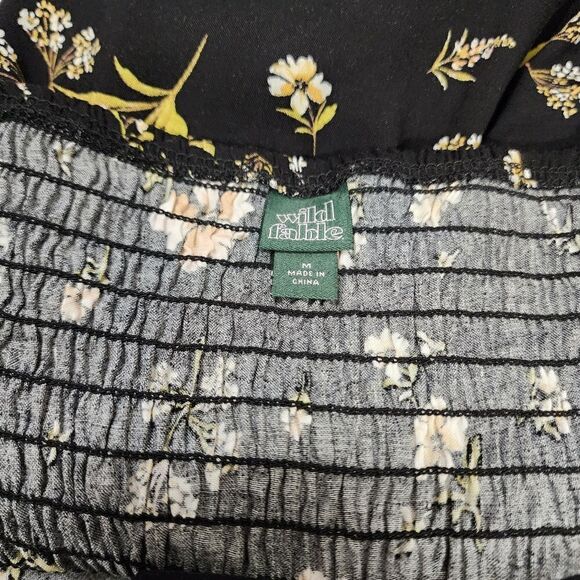 Wild Fable Women's -Size M Floral Print Sleeveless Ruffle Apron Front Smock Back - Picture 6 of 7